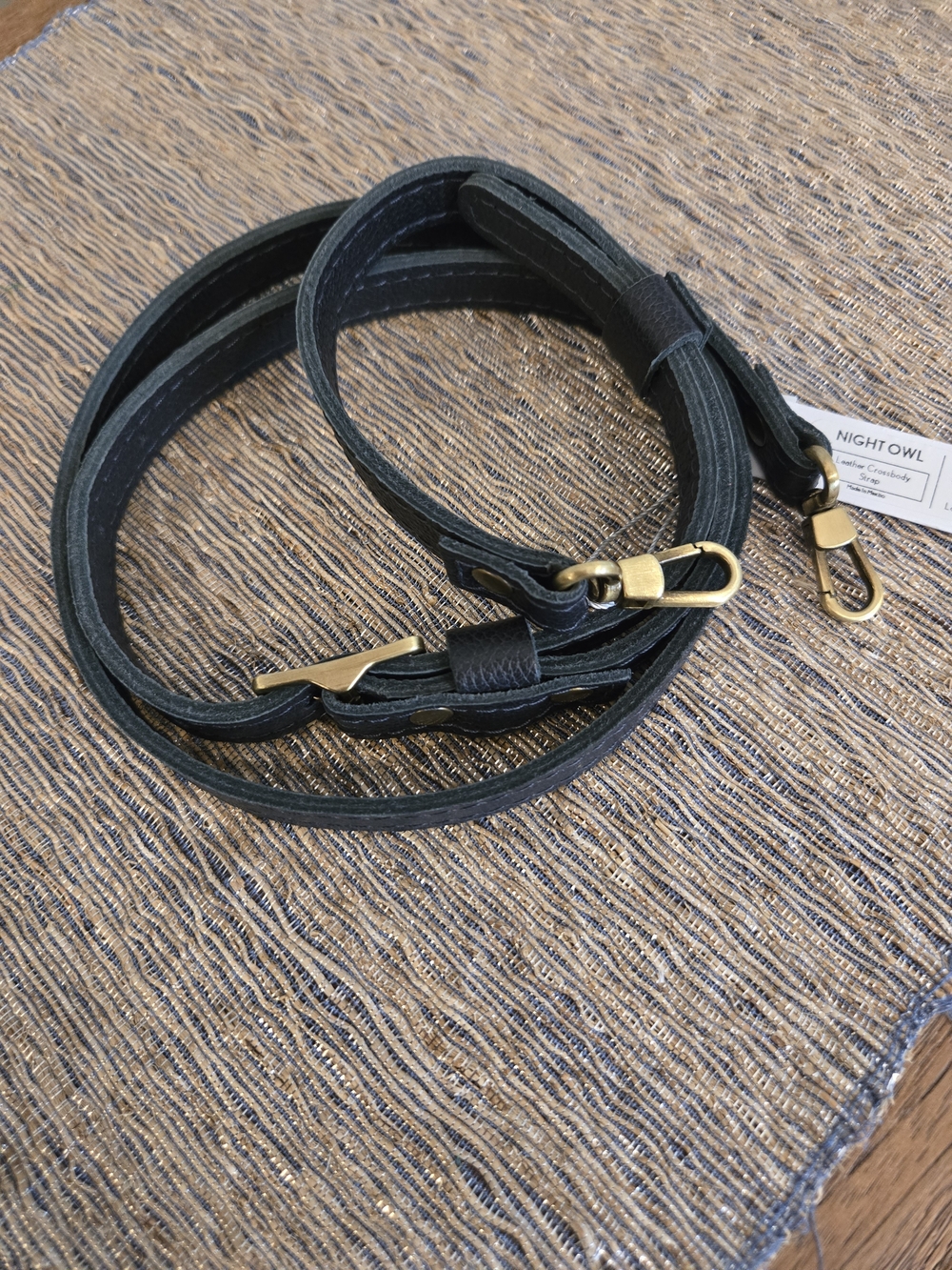 *NWT* Portland Leather Adjustable Crossbody Strap In NIGHT OWL